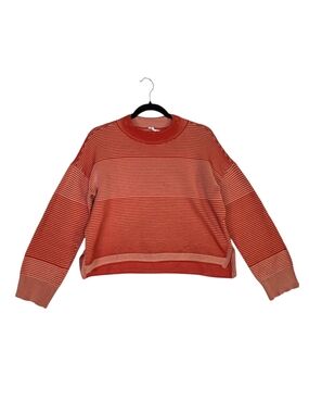 Anthropologie Daily Practice Cotton Striped Crewneck Sweater in Rust and Cream